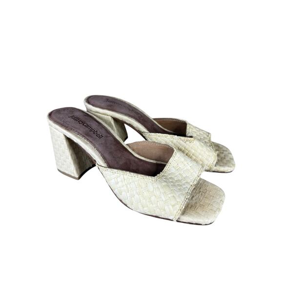 Jeffrey Campbell Woven Ivory Block Heel Mules Slides Sandals Size 7 - Picture 3 of 8